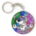 Peace Love Old English Sheepdog Keychain