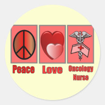 Peace Love ONCOLOGY Nurse Round Stickers