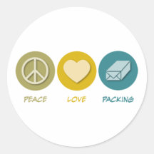 Peace Love Packing Round Sticker