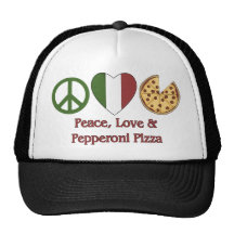Peace, Love & Pepperoni Pizza Mesh Hats