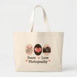 Peace Love Photography Camera Tote Bag