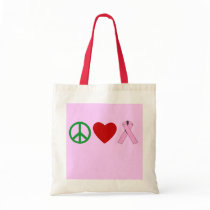 Peace Love Pink Ribbon T shirts, Mugs Canvas Bags