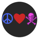 Peace Love Pirates T-shirts, Mugs, Gifts Round Stickers