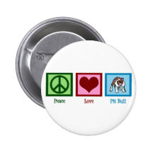 Peace Love Pit Bull Button