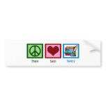 Peace Love Poetry bumper stickers