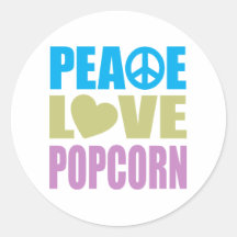 Peace Love Popcorn Round Sticker