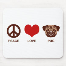 Peace Love Pug Mouse Mats