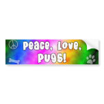 Peace Love Pugs Bumper Sticker bumper stickers