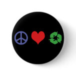 Peace Love Recycle buttons