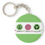 Peace, Love, Recycle. keychains