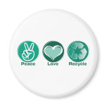 Peace Love Recycle Refrigerator Magnets
