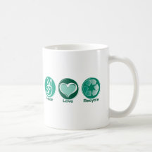Peace Love Recycle Mugs