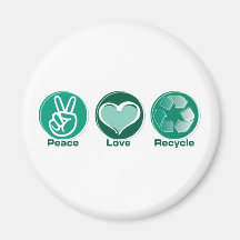 Peace Love Recycle Refrigerator Magnets