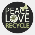 Peace Love Recycle Round Stickers