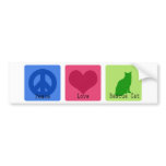 Peace Love Rescue Cat bumper stickers