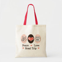 Peace Love Road Trip Route 66 Tote Bag bags