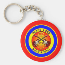 PEACE LOVE ROCK AND ROLL KEYCHAIN