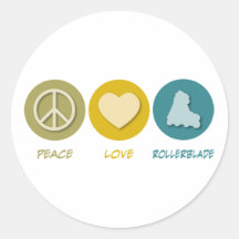 Peace Love Rollerblade Round Stickers