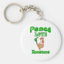 Peace Love Roosters Key Chain