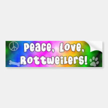 Peace Love Rottweilers Bumper Sticker