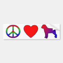 Peace Love Rottweilers Bumper Sticker