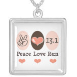 Peace Love Run 13.1 Sterling Silver Necklace