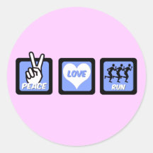 Peace love run round sticker