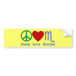 Peace Love Scorpio Zodiac Design bumper stickers