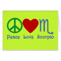 Peace Love Scorpio Zodiac Design cards