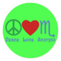 Peace Love Scorpio Zodiac Design stickers