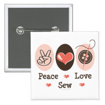 Peace Love Sew Sewing Button
