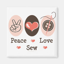 Peace Love Sew Sewing Magnet