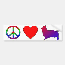 Peace Love Silky Terriers Bumper Stickers