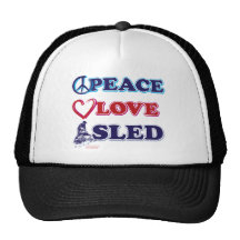 Peace-Love-Sled-on-Dark Hats
