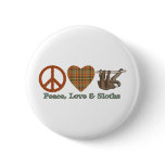 Peace, Love & Sloths buttons