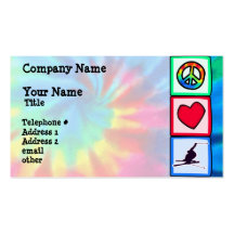 Peace, Love, Snow Skiing Business Card Templates