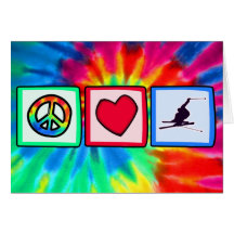 Peace, Love, Snow Skiing Card