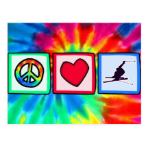 Peace, Love, Snow Skiing Post Card