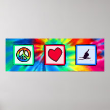 Peace, Love, Snow Skiing Poster