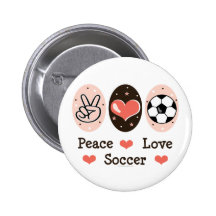 Peace Love Soccer Button