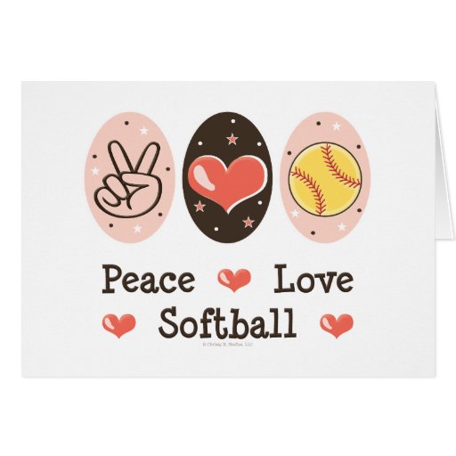 Peace Love Softball Blank Greeting Card