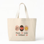 Peace Love Softball Tote Bag