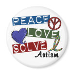 PEACE LOVE SOLVE AUTISM REFRIGERATOR MAGNET