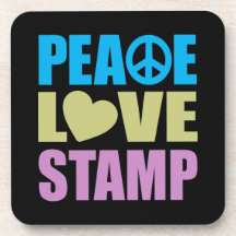Peace Love Stamp Beverage Coaster