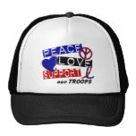 PEACE LOVE SUPPORT Our Troops T-Shirts & Apparel Trucker Hats