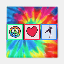 Peace, Love, Surfer Girls Fridge Magnet