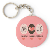 Peace Love Sweet Sixteen Key Chain