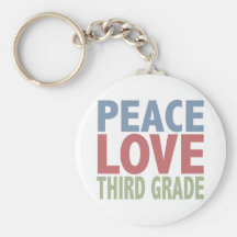 Peace Love Third Grade Keychain