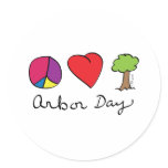 Peace Love & Trees - Arbor Day Round Stickers
