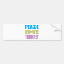 Peace Love Trumpet Bumper Stickers